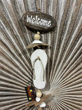 NEW Balinese Timber WELCOME Sign w/Thong/Driftwood/Shells - BOHO Welcome Sign