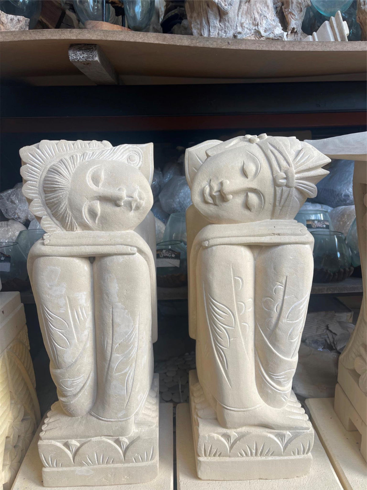 Hand Carved Limestone Balinese Statues - Bali Garden Art - Wedding Statue 60cm