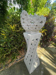 Balinese Frangipani Bowl / Ball on Pillar - Bali Garden Art - Balinese Feature