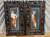 Balinese Traditional Painting w/Bali Carved Frame - Traditional Bali Painting
