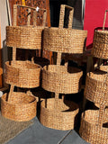Balinese Hand Woven Seagrass w/Metal Frame 3 Tiered Open Basket - Bali Basket