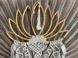 NEW Balinese Hand Crafted Bamboo Lotus Wall Art w/Macrame Trim - Bali Lotus Art
