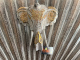 NEW Balinese Hand Carved Wooden Elephant Head Wall Art - Bali Elephant Art Small
