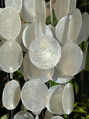 NEW Balinese Bamboo Top Capiz Shell Windchime / Mobile - Shell Decor Hanger