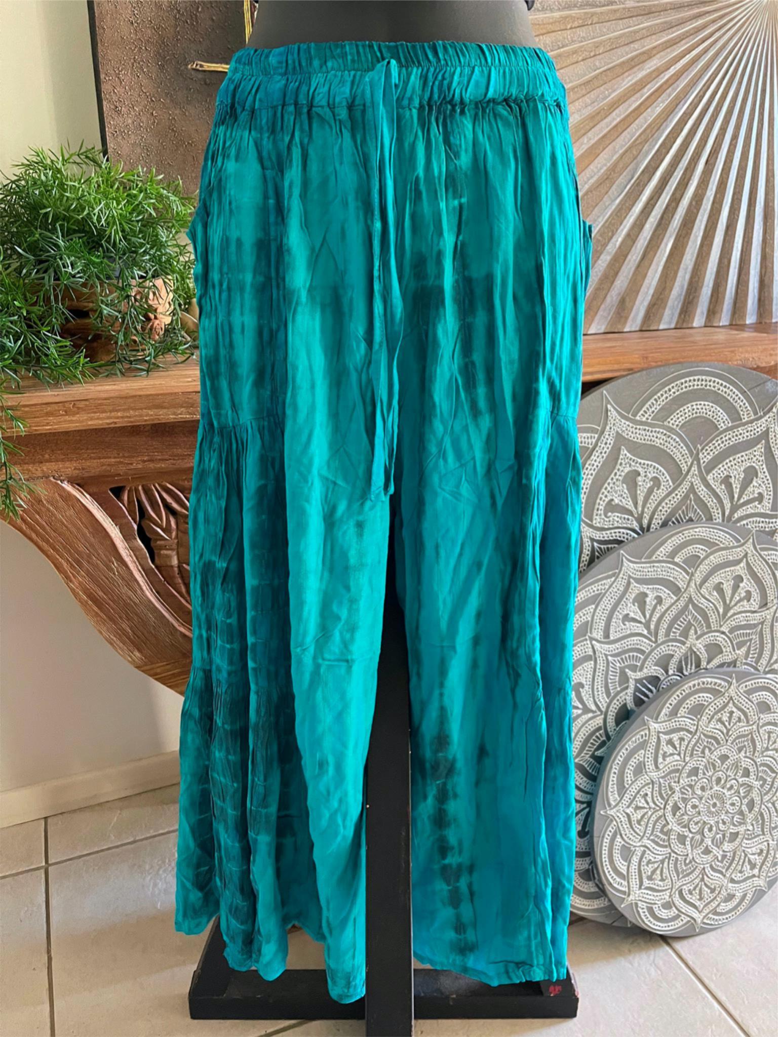 Balinese Ladies Long Flarred Pants - SO COMFY Elastic Waist Pants - Bali Pants