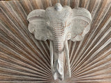 NEW Balinese Hand Carved Wooden Elephant Head Wall Art - Bali Elephant Art