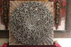 New Balinese Carved MANDALA / TROPICAL WALL PANELS - BALI WALL ART - Mandala 1m