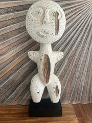 Balinese Hand Carved Primitive Wooden Sculpture on Stand - Bali Primitive Art