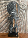 Balinese Hand Carved Primitive Wooden Sculpture on Stand - Bali Primitive Art