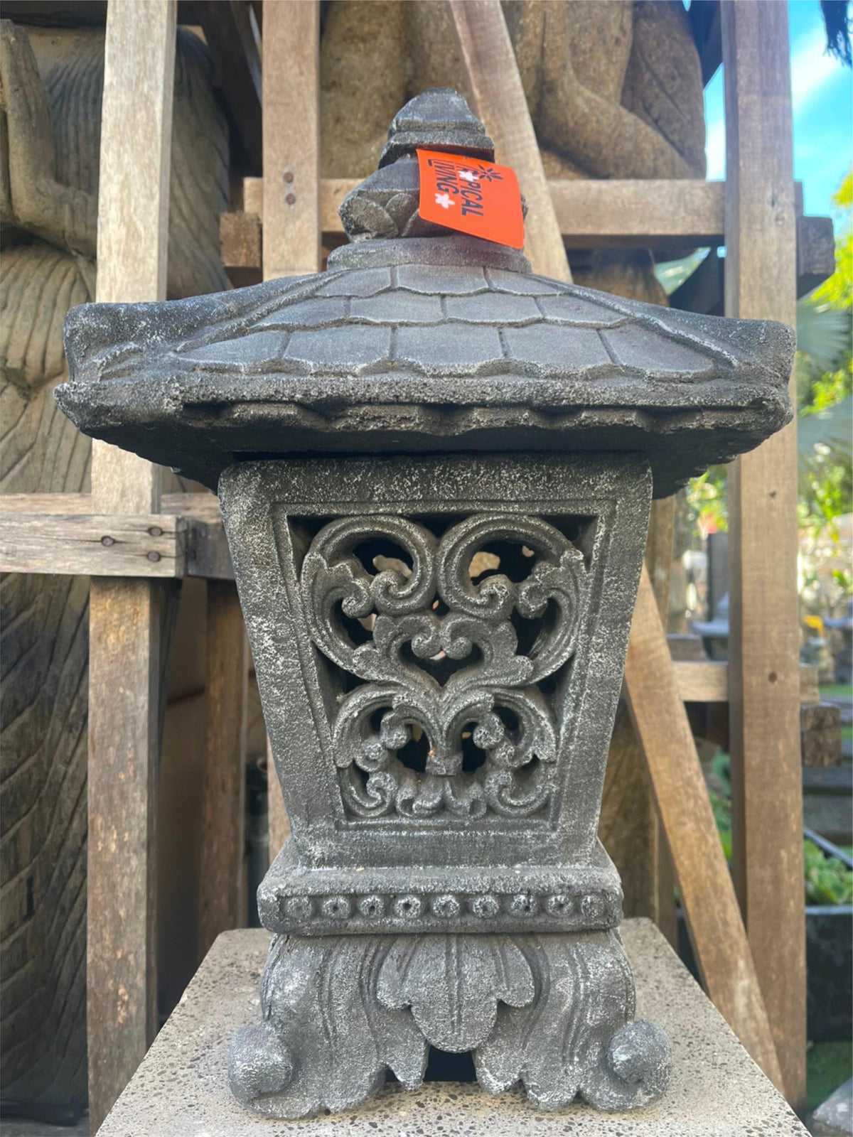 NEW Balinese Concrete Lantern  - Outdoor Bali Lantern - Balinese Garden Lantern