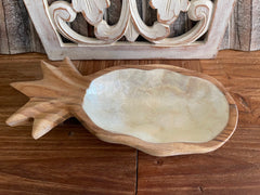 Balinese Hand Crafted Teak & Capiz Shell Pineapple Bowl - Bali Pineapple Plate