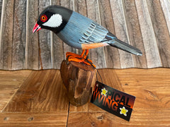 NEW Balinese Hand Carved & Crafted Bird on Wood Sculpture - Bali Bird Art