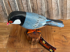 NEW Balinese Hand Carved & Crafted Bird on Wood Sculpture - Bali Bird Art