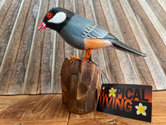 NEW Balinese Hand Carved & Crafted Bird on Wood Sculpture - Bali Bird Art