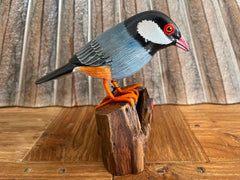 NEW Balinese Hand Carved & Crafted Bird on Wood Sculpture - Bali Bird Art