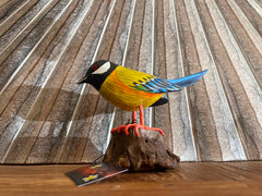 NEW Balinese Hand Carved & Crafted Bird on Wood Sculpture - Bali Bird Art