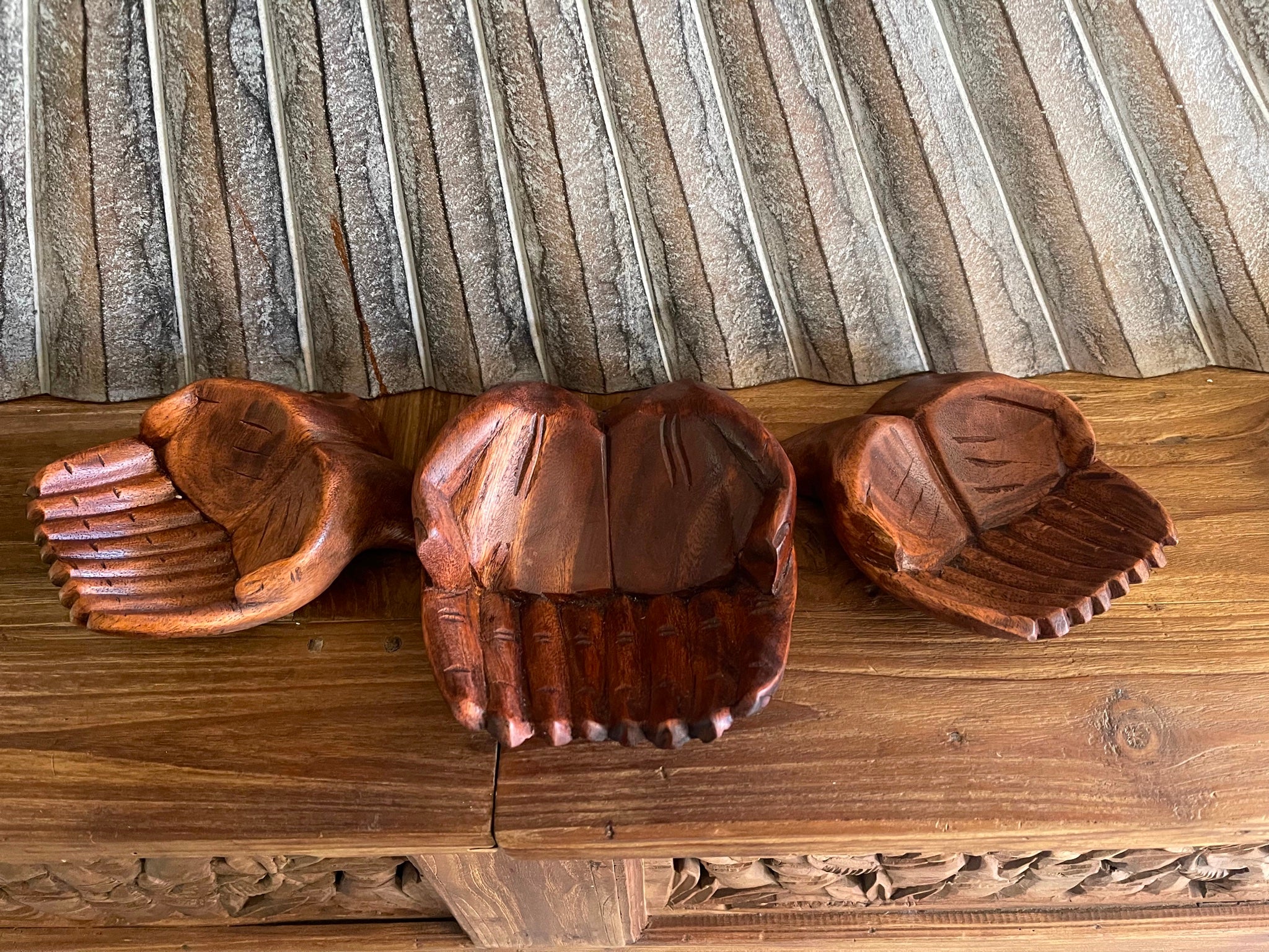 NEW Balinese Hand Carved Wood Praying Hands Bowl - Praying Hands Trinket Holder