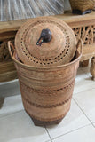 NEW Balinese Hand Woven Rattan Laundry Basket / Clothes Hamper with Plait Trim