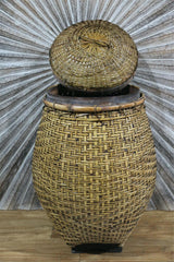 NEW Balinese Hand Woven Bamboo Basket with lid - Ginger Jar Style Bali Basket