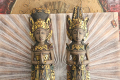 NEW Balinese Hand Carved Wooden Rama & Shinta Sculptures - Set of 2 1m tall