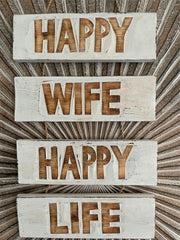 Brand New Bali Handmade HAPPY WIFE, HAPPY LIFE Sign - Balinese Fun Signs