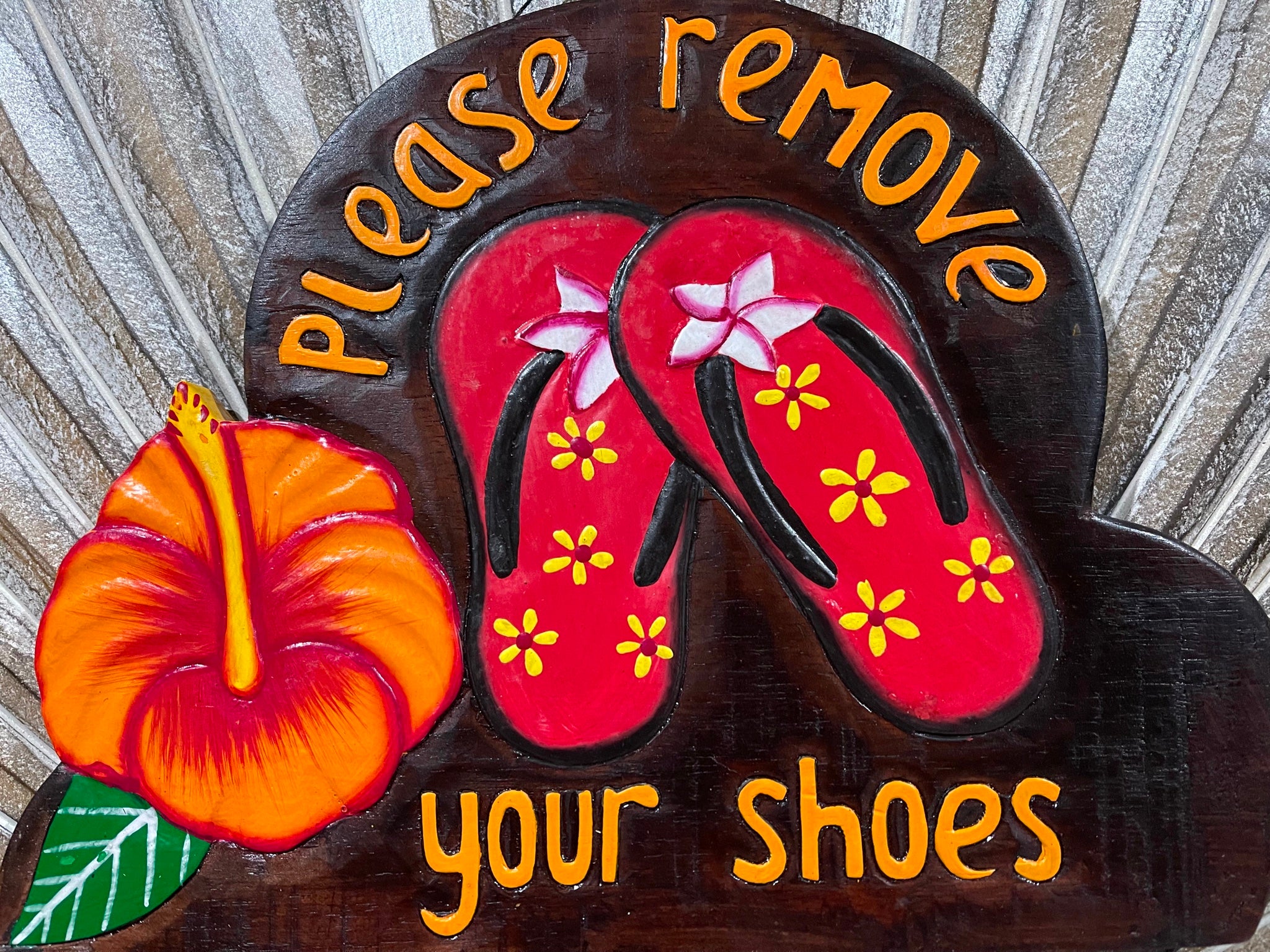 NEW Bali Hand Crafted PLEASE REMOVE SHOES Sign -  Balinese Remove your Shoes