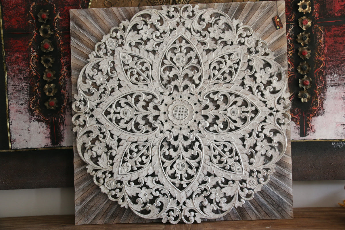 New Balinese Carved MANDALA / TROPICAL WALL PANELS - BALI WALL ART - Mandala Art