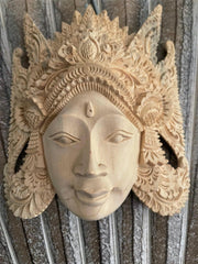 NEW Balinese Traditional Hand Carved Campaka Wood Dewi/Janger Mask/Sculpture