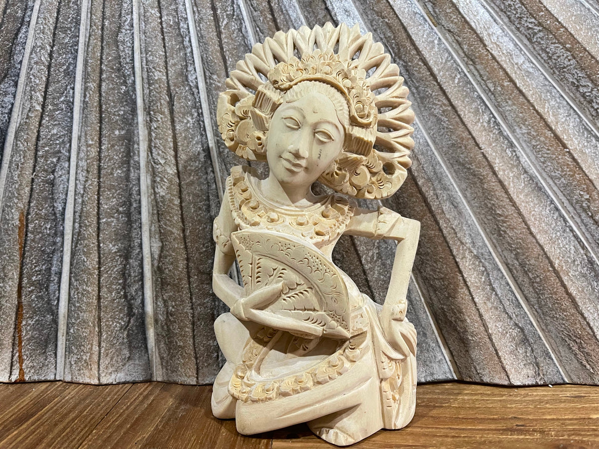 NEW Balinese Traditional Hand Carved Campaka Wood Dewi/Janger Sculpture-Bali Art