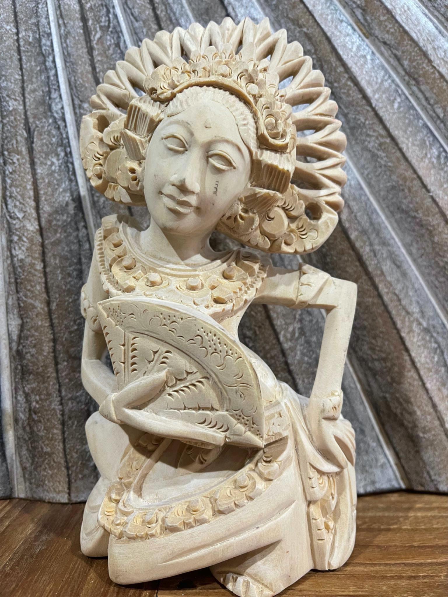 NEW Balinese Traditional Hand Carved Campaka Wood Dewi/Janger Sculpture-Bali Art