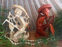 NEW Balinese Traditional Hand Carved Wood Rice Farmer Sculpture - Bali Art