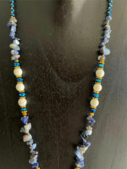 NEW Hand Crafted Balinese Bead, Stone Chip & Tree of Life Necklace w/Tassel