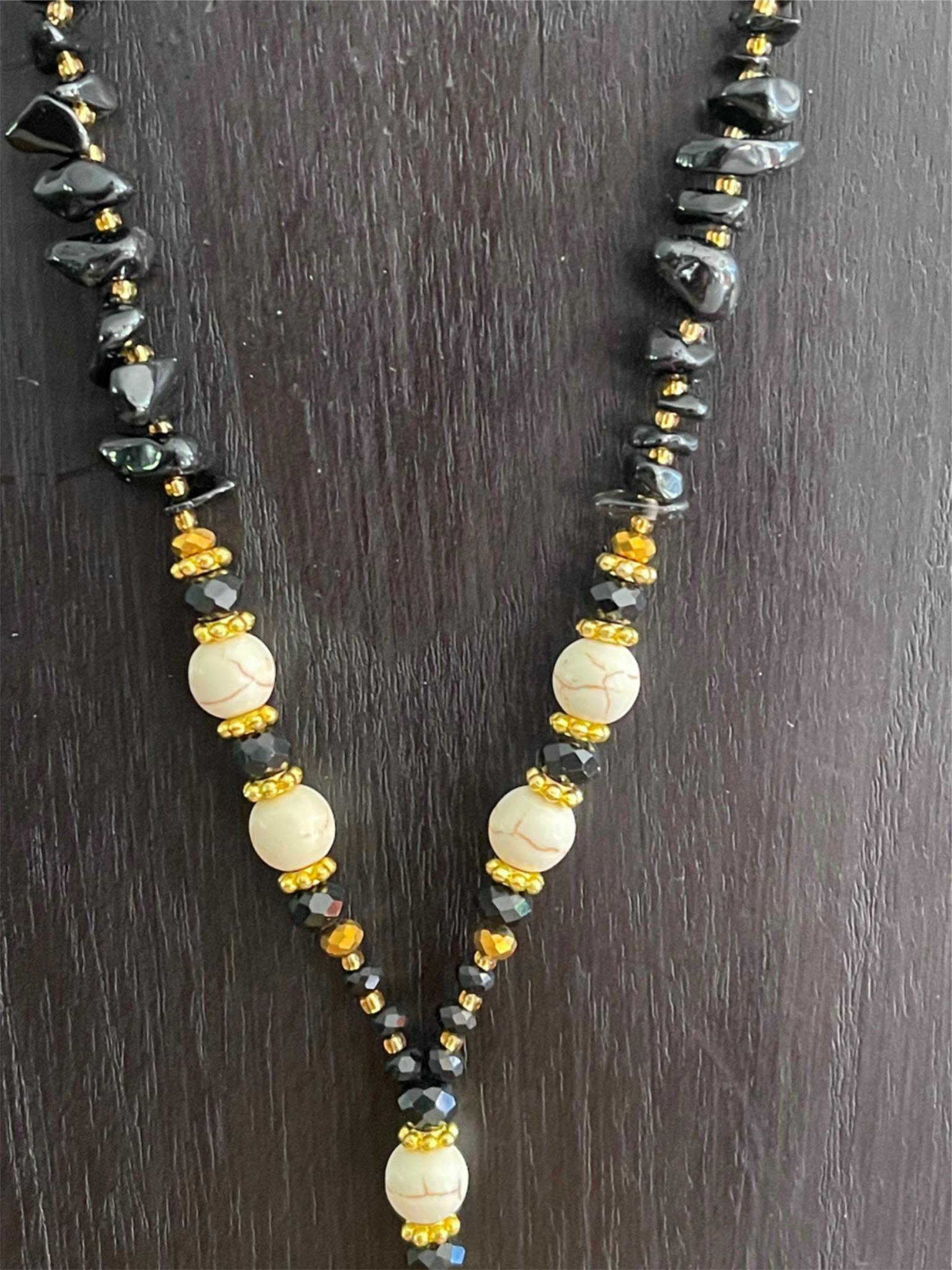 NEW Hand Crafted Balinese Bead, Turquoise Chip & Tree of Life Necklace w/Tassel