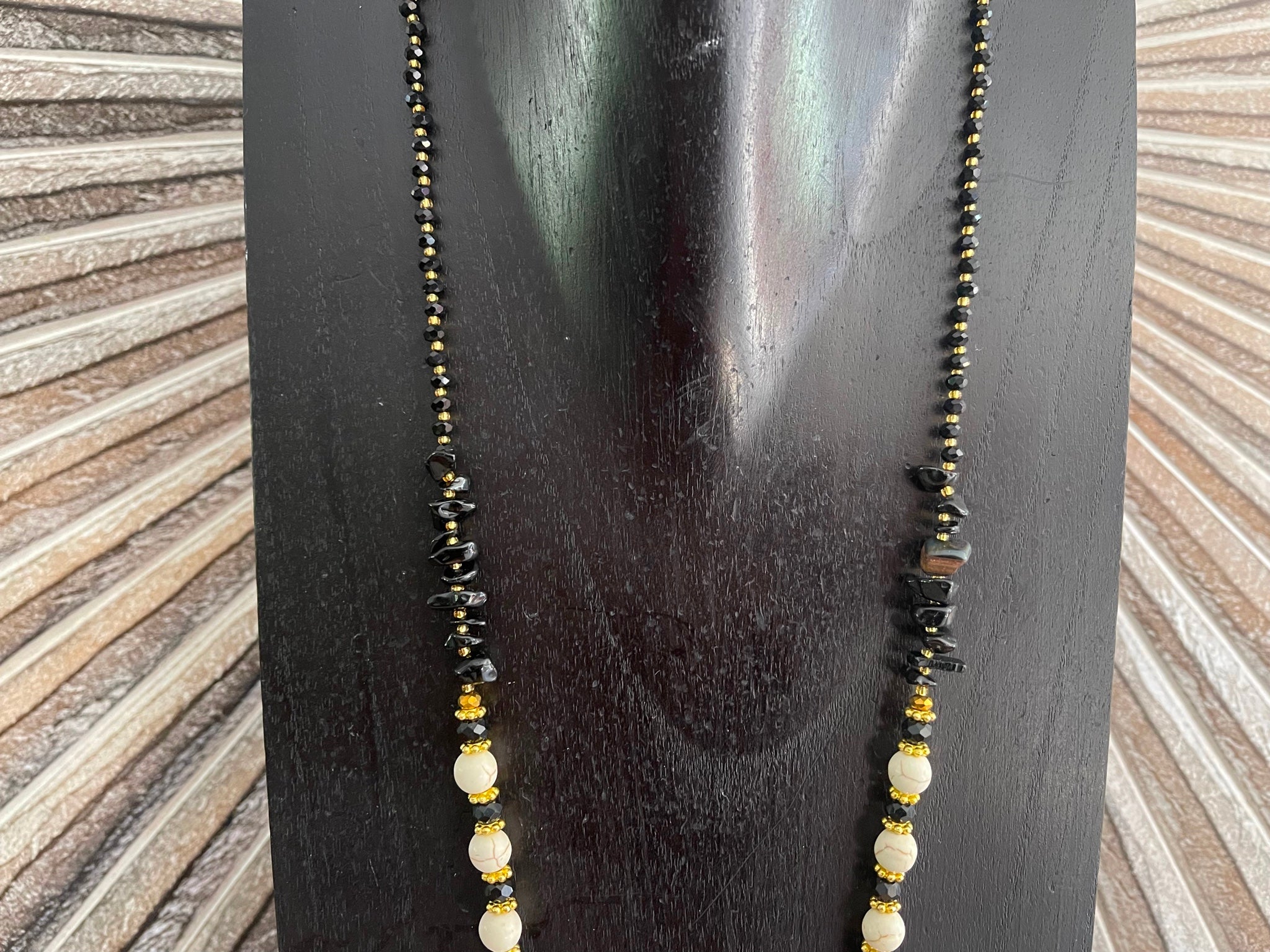 NEW Hand Crafted Balinese Bead, Turquoise Chip & Tree of Life Necklace w/Tassel