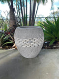 NEW Balinese Hand Crafted & Inlaid Concrete Pot w/Pebble Trim - Bali Feature Pot
