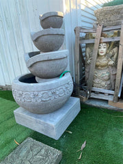 NEW Balinese 4 Tier Frangipani Water Feature 80cm - Bali Water Feature