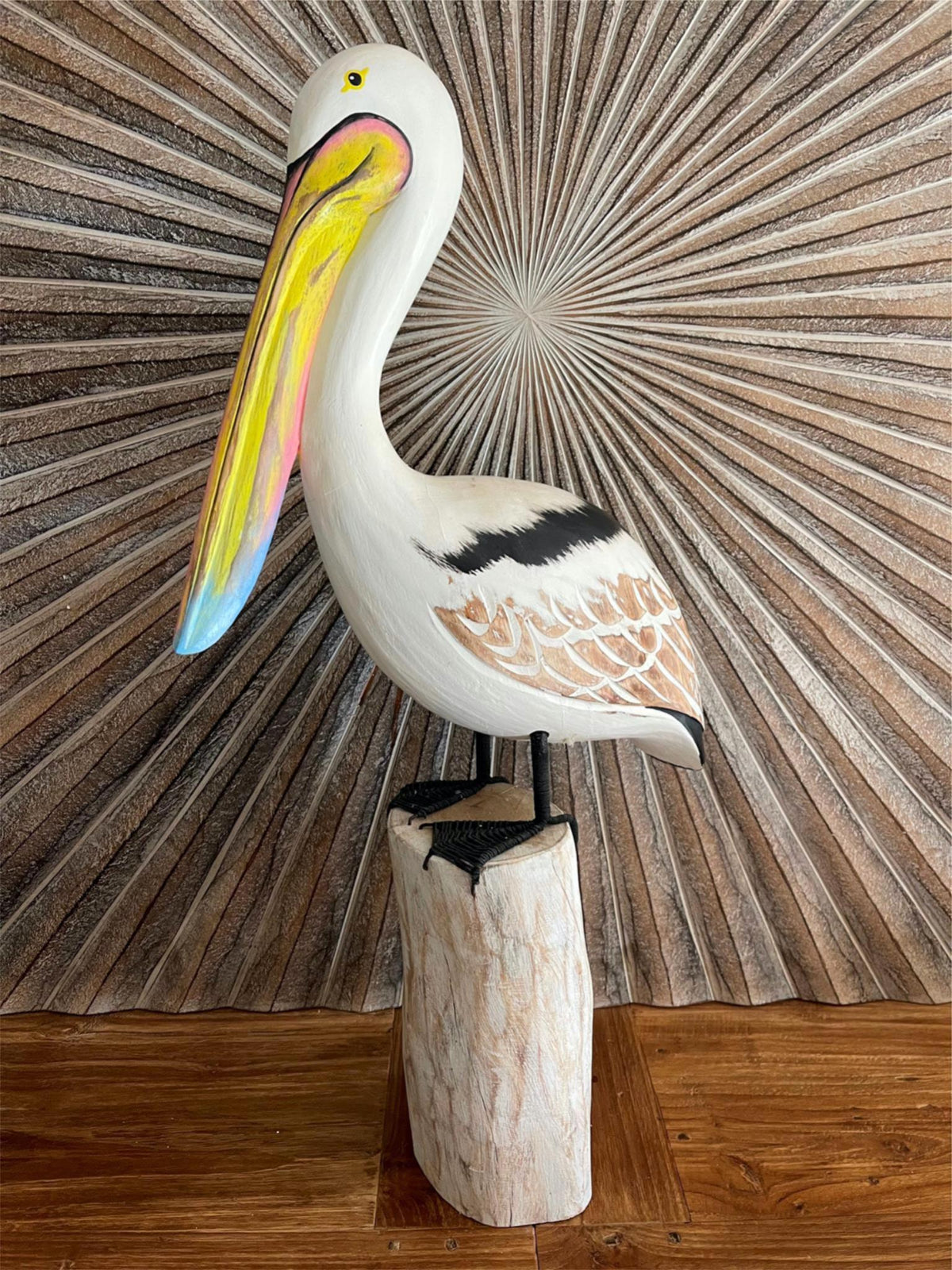 NEW Balinese Hand Carved & Crafted Pelican Sculpture AMAZING - Bali Bird Art