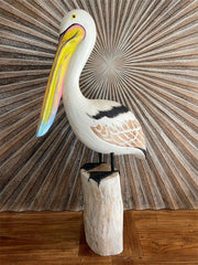 NEW Balinese Hand Carved & Crafted Pelican Sculpture AMAZING - Bali Bird Art