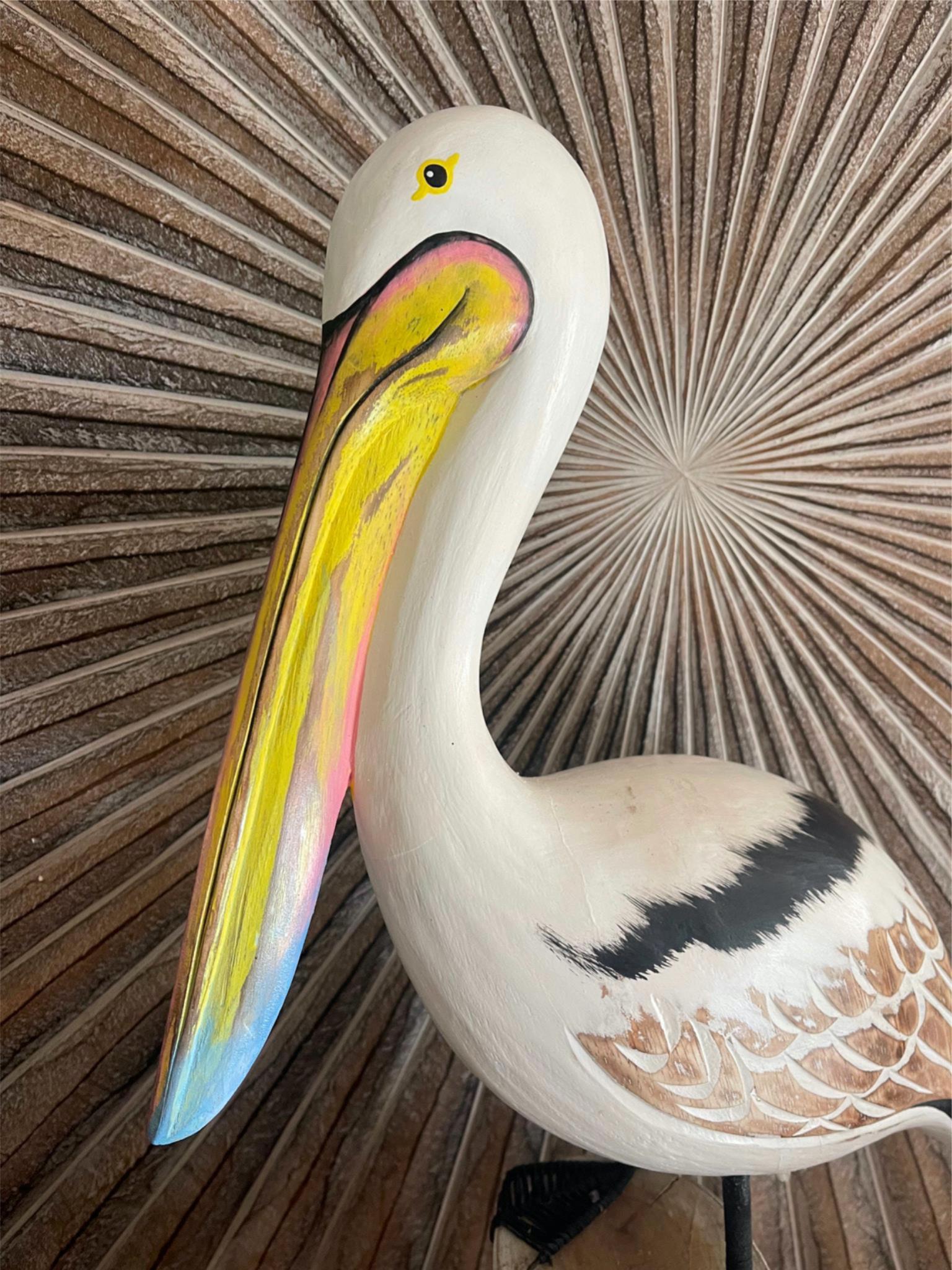 NEW Balinese Hand Carved & Crafted Pelican Sculpture AMAZING - Bali Bird Art