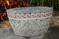 NEW Balinese Hand Crafted Paras Boat Pot - Bali Feature Pot - Carved Bali Pot