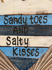 Hand Crafted SANDY TOES & SALTY KISSES Heart Sign - Tropical Island Bali Sign