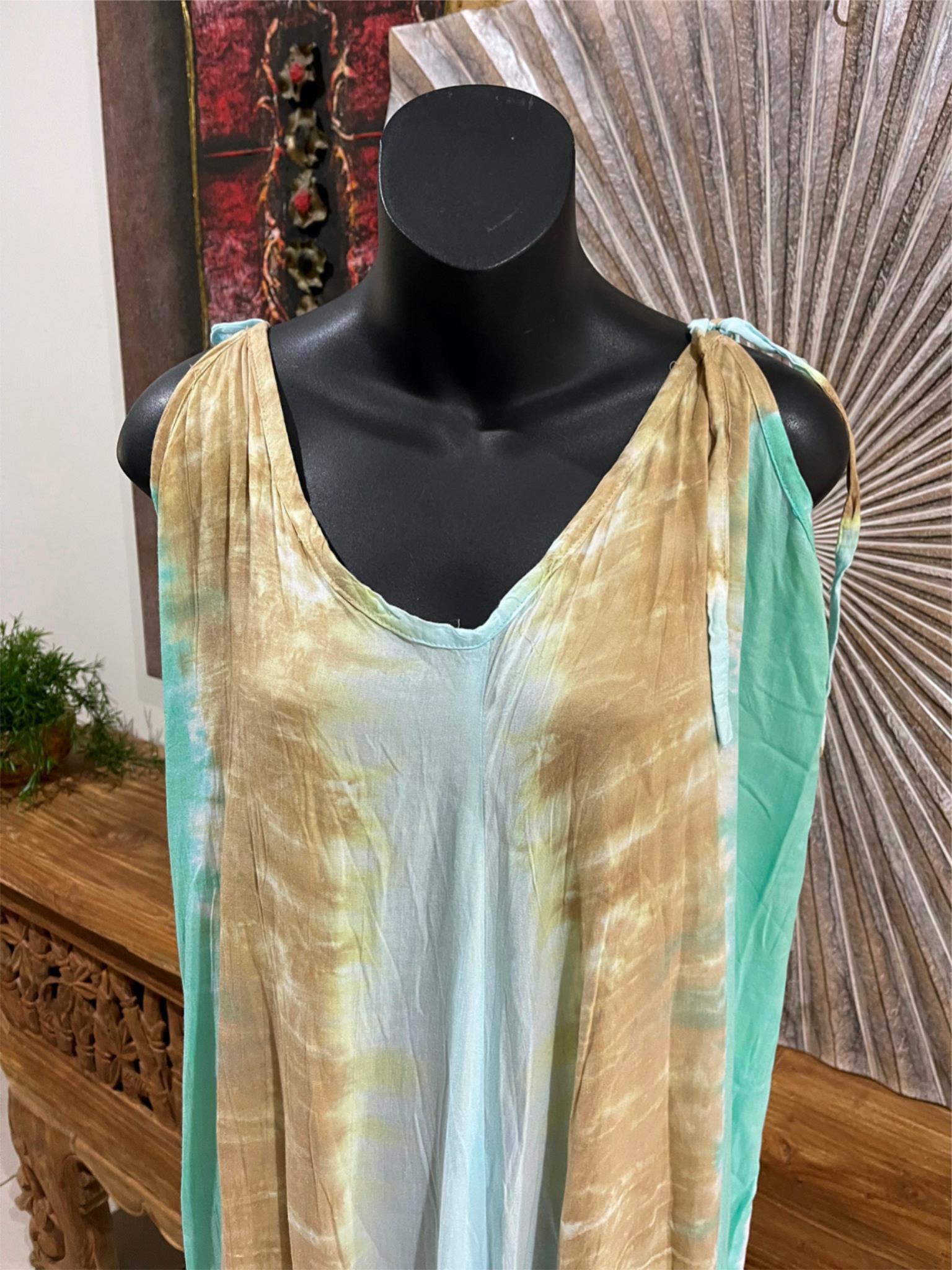 NEW Ladies Rayon/Cotton Bali Dress - Tie strap maxi dress - ONE SIZE 10-14