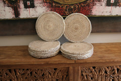 NEW Bali Woven Rattan Placemats w/Shell Trim - Balinese Placemat w/Shells 1 Pce