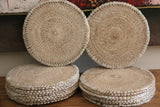 NEW Bali Woven Rattan Placemats w/Shell Trim - Balinese Placemat w/Shells 1 Pce