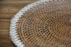 NEW Bali Woven Rattan Placemats w/Shell Trim - Balinese Placemat w/Shells 1 Pce