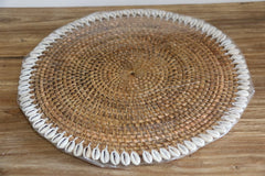 NEW Bali Woven Rattan Placemats w/Shell Trim - Balinese Placemat w/Shells 1 Pce