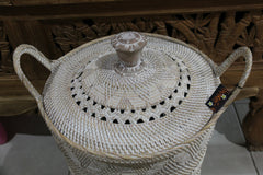 NEW Balinese Hand Woven Rattan Laundry Basket / Clothes Hamper with Plait Trim