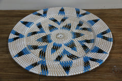 NEW Bali Woven Rattan Platter with Motif - Balinese Woven Rattan Wall Art 40cm