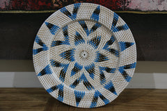 NEW Bali Woven Rattan Platter with Motif - Balinese Woven Rattan Wall Art 40cm