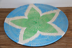 NEW Bali Woven Rattan Platter with Motif - Balinese Woven Rattan Wall Art 40cm